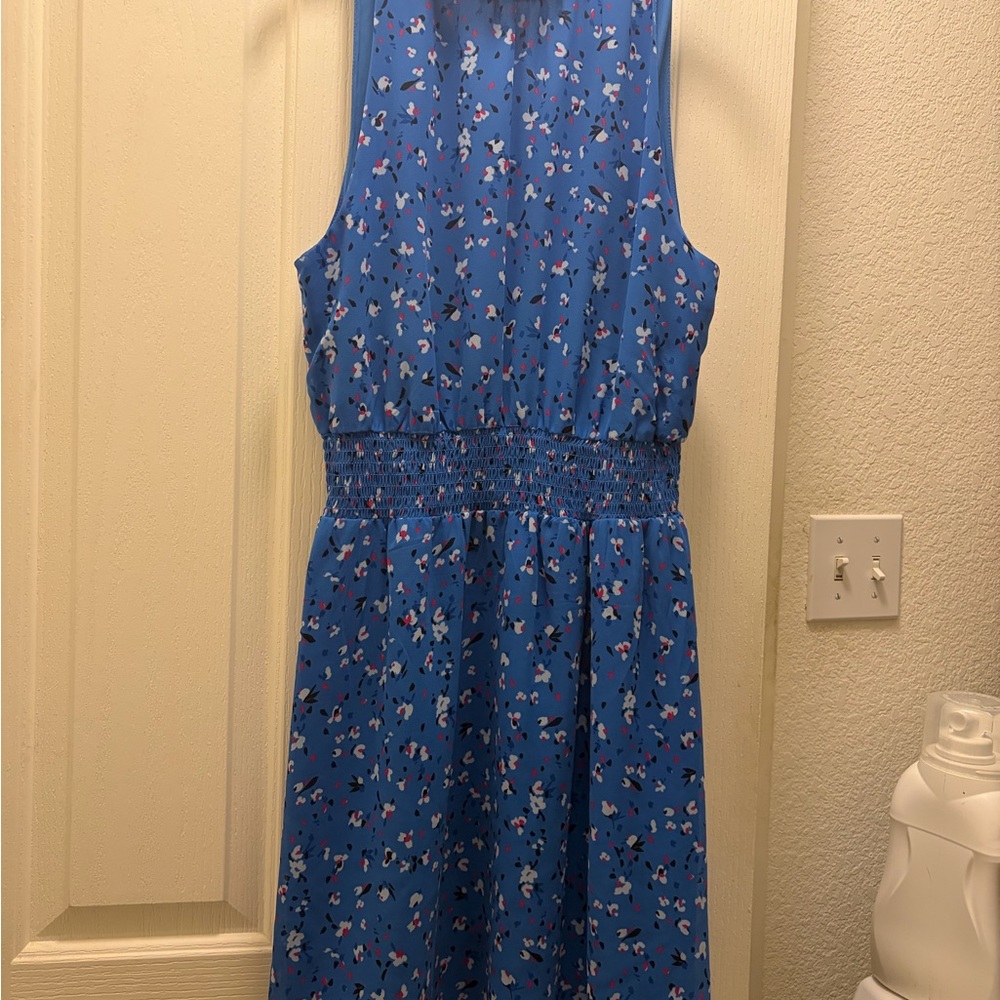 Womens a new day Blue Floral Sleeveless high neck dress